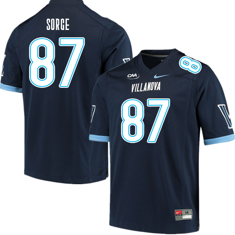 Men #87 Ryan Sorge Villanova Wildcats College Football Jerseys Stitched Sale-Navy